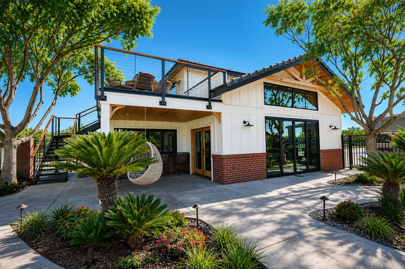 Custom pool house exterior built by Ascent Construction